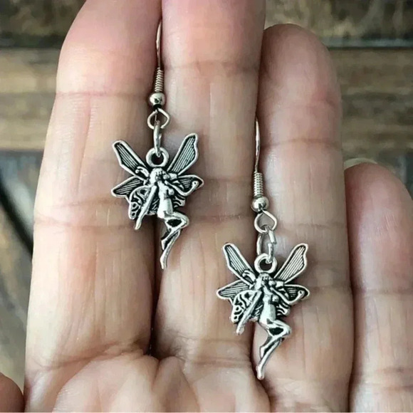 Silver Fairy Fairycore Fantasy Drop Earrings NWT - Picture 1 of 4